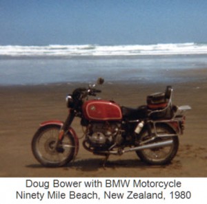 Doug Bower with BMW Ninety Mile Island, New Zealand, 1980